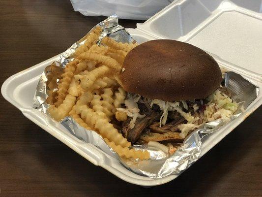 Carolina pulled pork and fries.  Incredible.