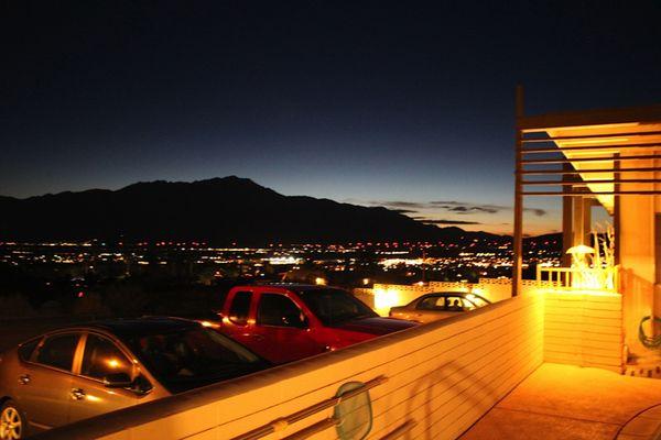 Mountain/valley view, night time