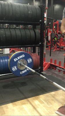 Weightlifting platform in action.