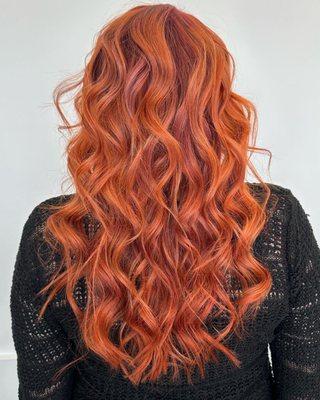 bright copper hair with soft curls