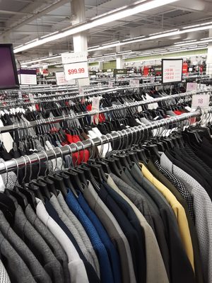 Rows and rows of suits, blazers, dresspants, and other formalwear.