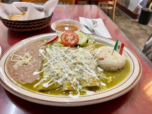 Chicken Green Enchiladas Combo