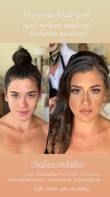 Before and After Airbrush Makeup Application.