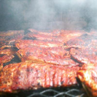 Legendary Detroit wood charcoal pit cooked ribs.