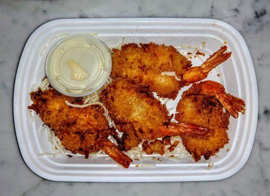 Crispy Coconut Shrimp (4) With fruit creamy sauce. $8