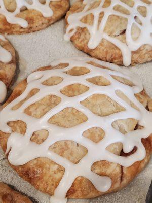 Hand Pies! Freshly baked with a lemon icing. One of our best sellers! Available in Apple, Cherry, Pineapple and Michigan 4-Berry