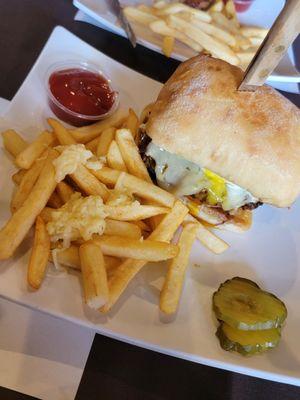 1/3 Gourmet Burger with garlic Parmesan fries!! Bomb!