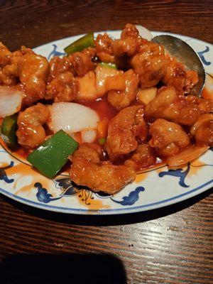 sweet and sour chicken $14.50...rice $2.75 for 1 serving...