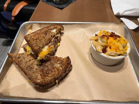 Brisket Grilled Cheese sandwich with order of Mac and Cheese