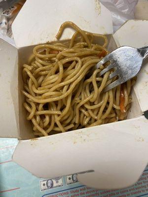 Cold shrimpless lo mein):