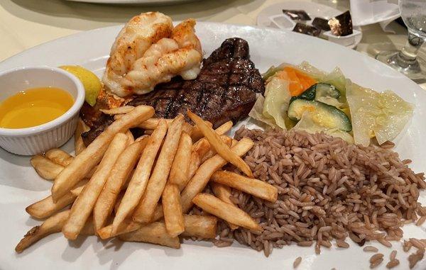 Steak and lobster tail