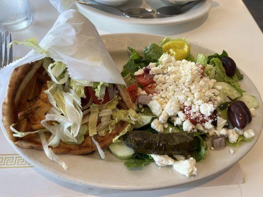 Gyro Pita Sandwich with Greek Salad