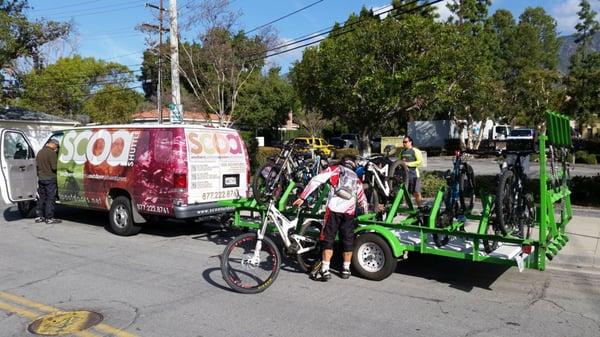 Handy trailer to care for bikes.