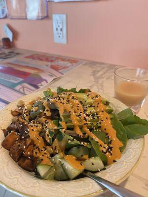 Sweet potato and avocado salad bowl