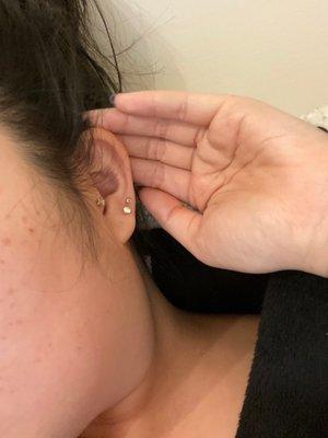 Healed lobe piercings