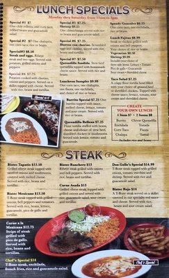 Lunch & Steak Specials