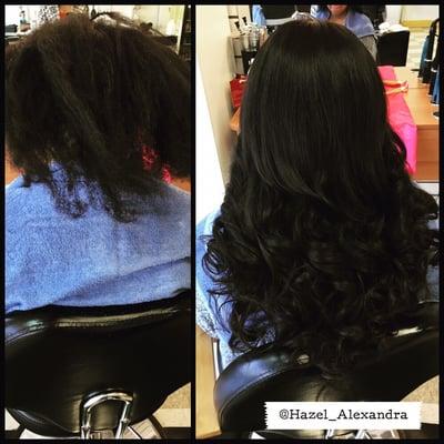 Before and after sew-in