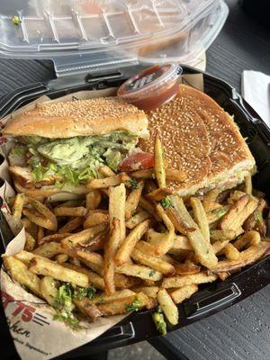 Atwater chicken with garlic cilantro fries