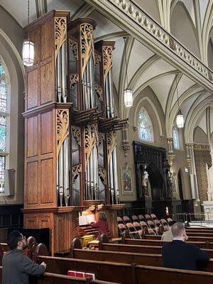 The 2nd organ, and area the choir sits at.  This parish has a strong, varied music ministry including a strong children's choir.