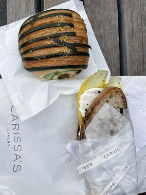 Zucchini Sandwich and Pistachio Chocolate Croissant