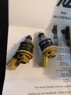 Spare injector on left (not clean) VS. (cleaned) injectors by rc on right. Very satisfied!