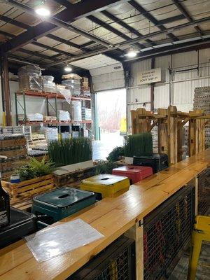 When not actively making beer, we open up our "warehouse section" for additional seating.