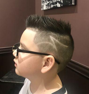 Boys cut with design.