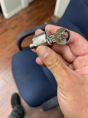 Cabinet lock key made from scratch