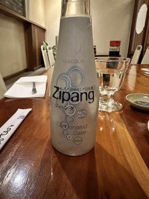 Zipang sparkling sake -on the menu it said 300ml but bottle is 250ml