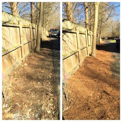 Everyone's got that bare spot somewhere in their yard that they refuse to look at. Well take a look at this pine straw job we...