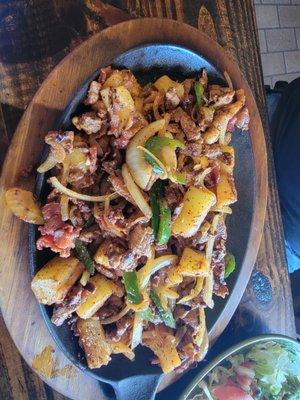 Special Pork Fajitas with bacon, pineapple, tomatoes, and jalapenos