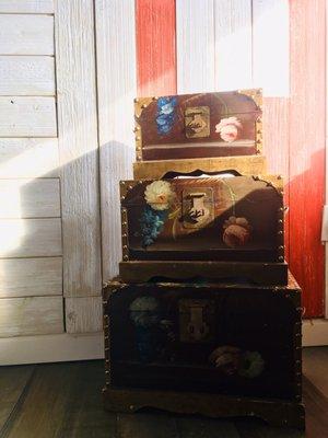 Wooden chest of 3.