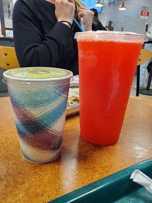 Small lemonade and large fruit punch