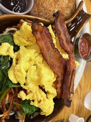 Asparagus skillet with bacon and GF toast!