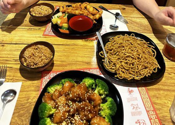 Sweet and Sour Chicken, Fried Rice, Sesame Chicken, Lo Mein