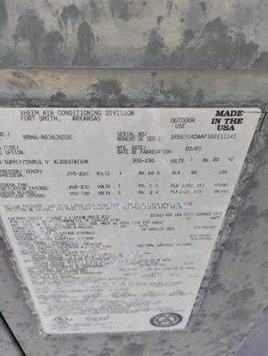 Data plate containing model & serial.