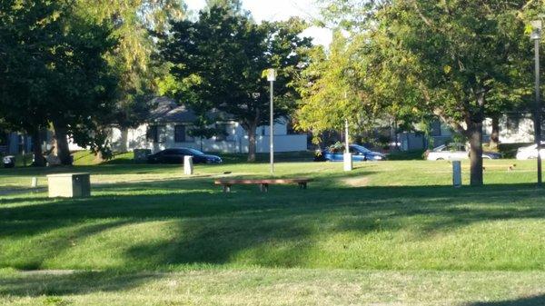 Benches along walkways