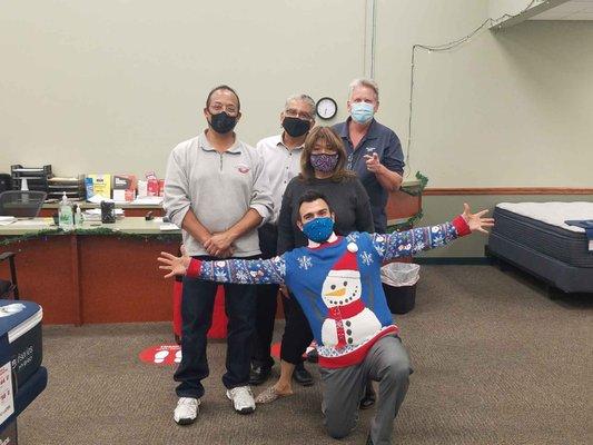 (Left to Right - Me, Vince, Elvira (wife), Kim and Mike (kneeling in the cool Christmas sweater).