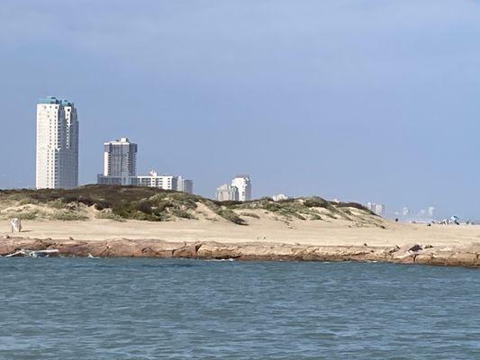 South Padre Island viewed from the southern Laguna Madre