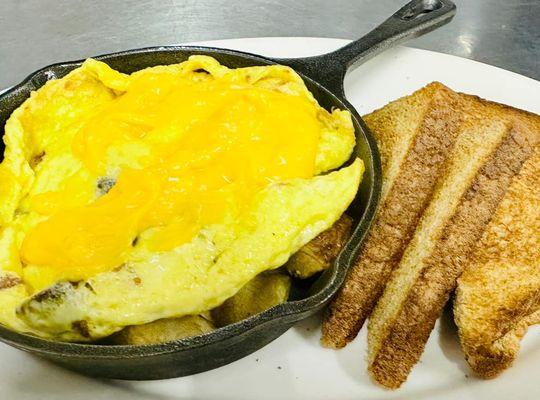 Skillet with toast