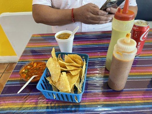 Chips,beans and salsa