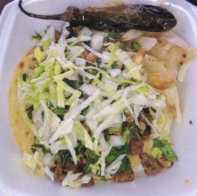 Sopes, loved the grilled onions, asada flavor lost in it, 3/5