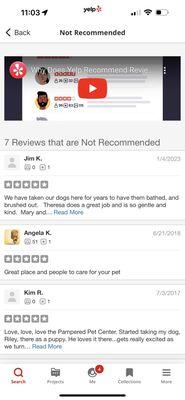 (7) 5 Star Reviews withheld from others by AI.