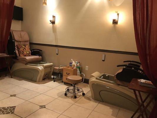 Each pedicure booth is quartered off into sections so you're not directly exposed to the public.