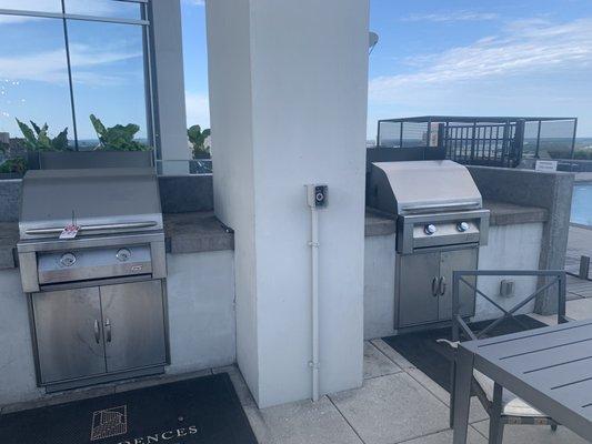 Outdoor grills at the pool