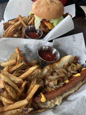 Chicken sandwich is juicy, crispy, and he even makes his own buns!  Love the fresh cut fries