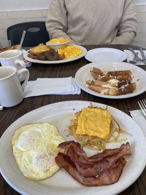 Brea Two Eggs with Breakfast Meat French Toast Regular Coffee Two Eggs with Hash Browns