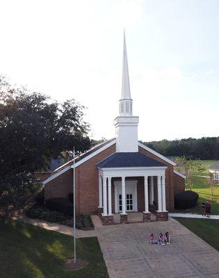 The front veiw of the old worship center but the new youth room.