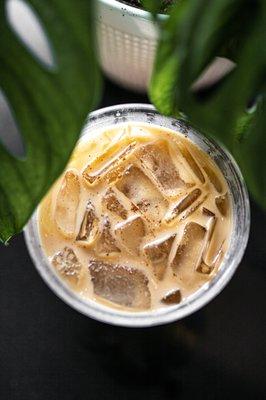 Close up of the iced honey cinnamon latte