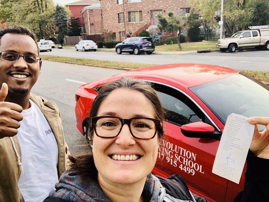 Our student Jessica who passed her road test with our instructor Yonathan!